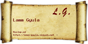 Lamm Gyula névjegykártya